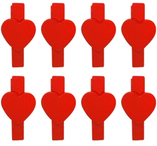 Декоративные прищепки, Сердце, 3,5 см. Красный, 8 шт.